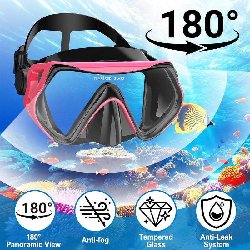 SOLAVA Snorkeling Gear for Adults, Snorkel Set Scuba Diving mask Dry-Top, Adult Swimming Goggles with Nose Cover, HD Tempered Glass Panoramic Anti-Leak Anti-Fog - Image 2